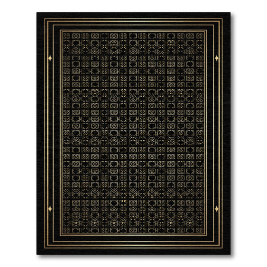 Golden Black Geometric Tile Art Rug