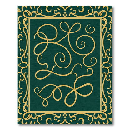 Deep Emerald Gold Swirling Vines Rug