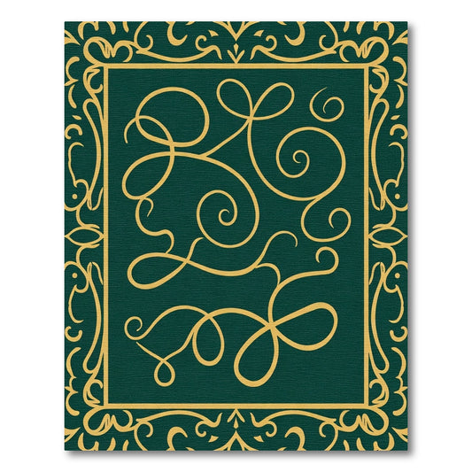 Deep Emerald Gold Swirling Vines Rug
