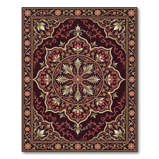 Rich Burgundy Floral Medallion Splendor Rug