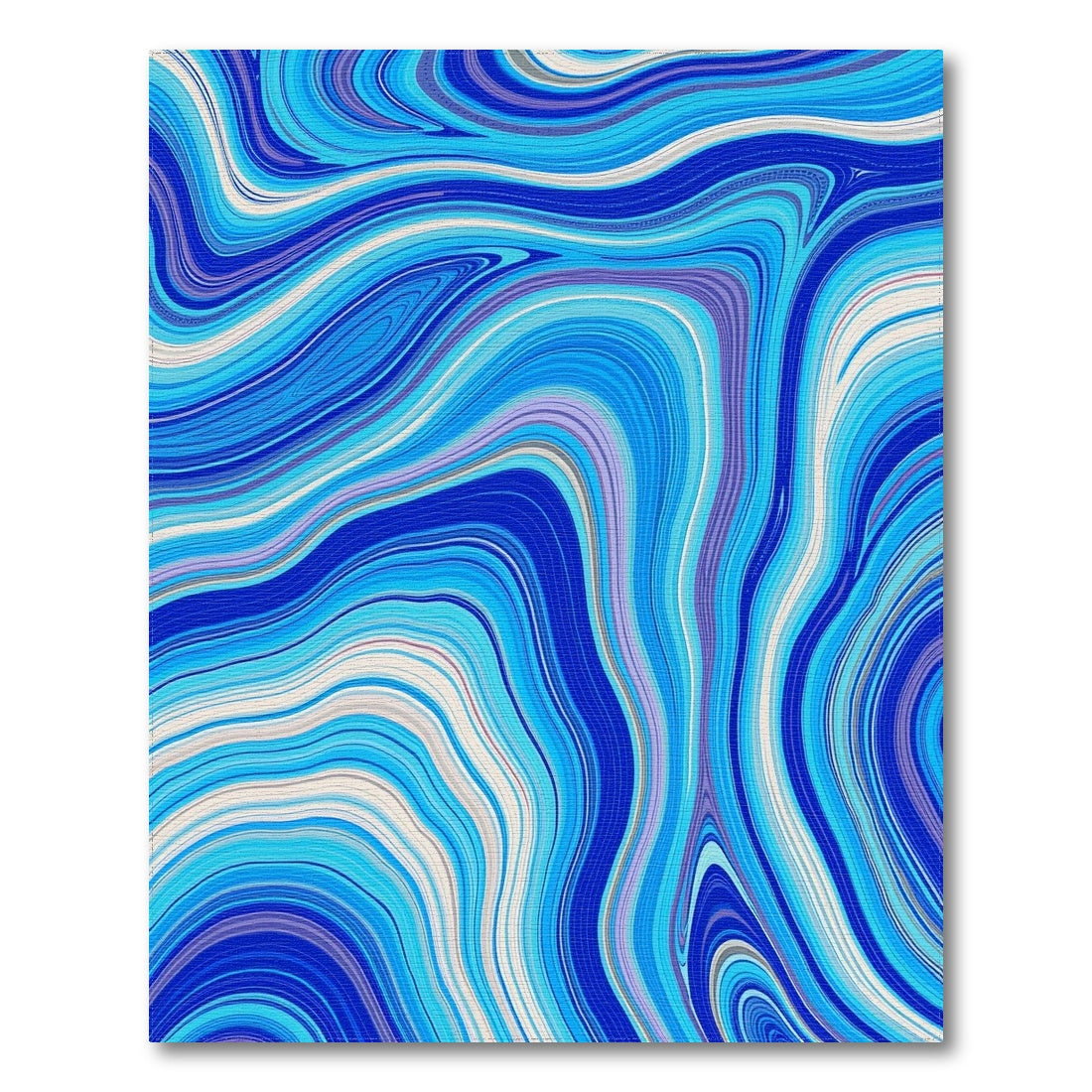 Blue Fluid Marble Swirl Rug