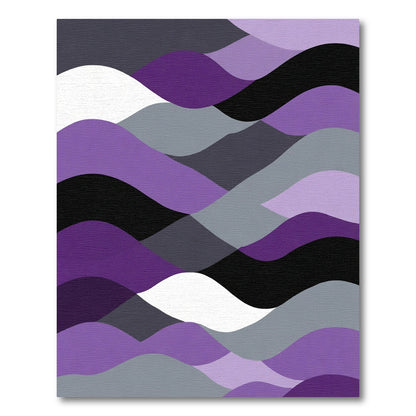 Modern Purple Gray Wave Landscape Rug