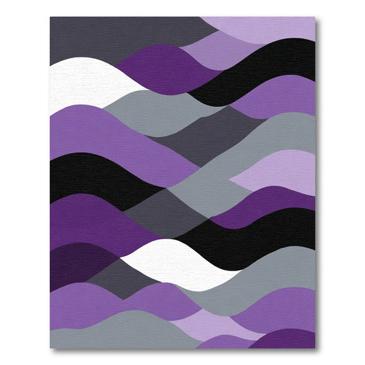 Modern Purple Gray Wave Landscape Rug