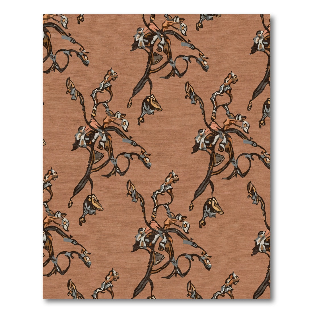 Orchid Branch Earth Tones Abstract Rug
