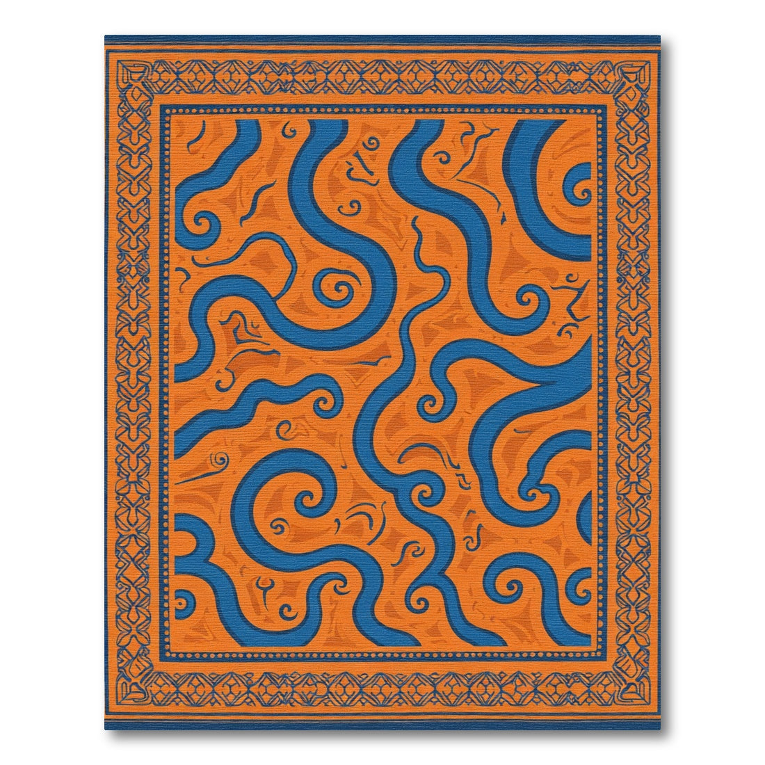 Navajo Orange Blue Swirl Rug