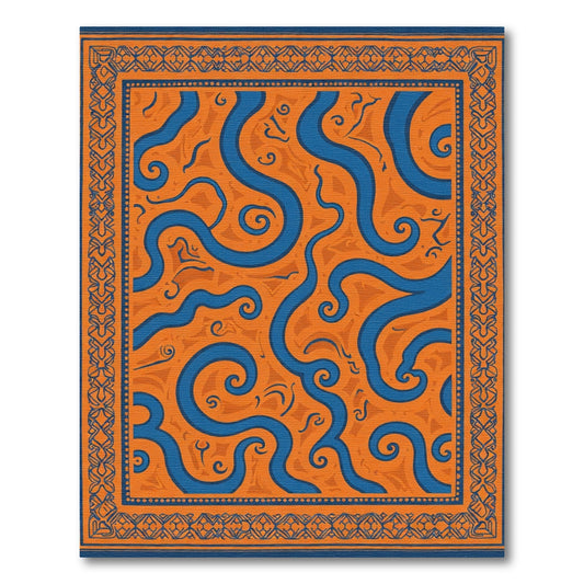 Navajo Orange Blue Swirl Rug