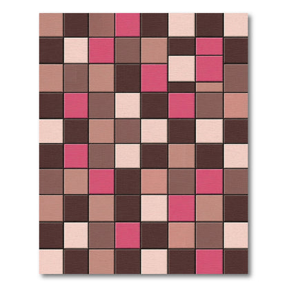 Chic Pink Brown Square Checker Rug