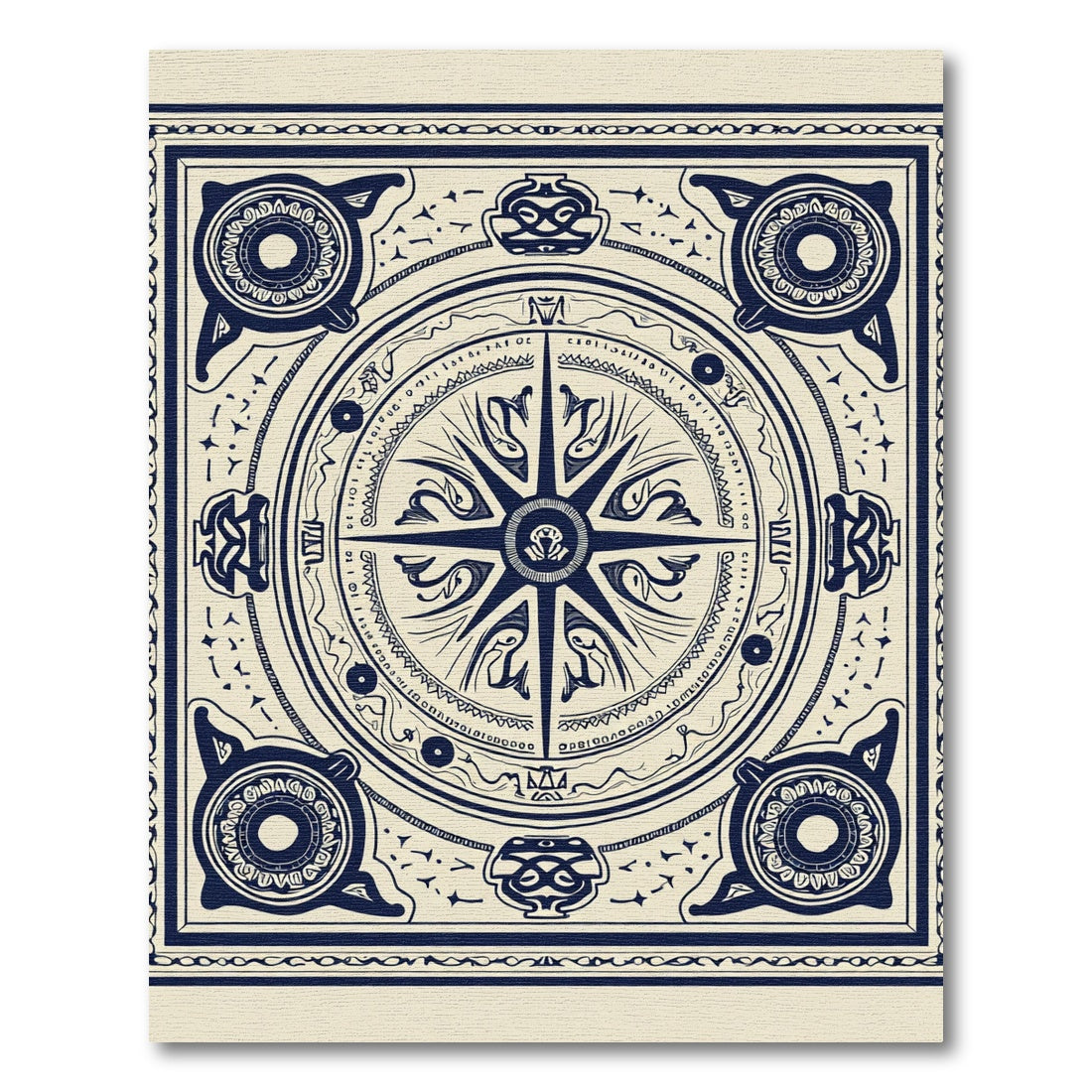 Navigational Star Dark Blue Cream Rug