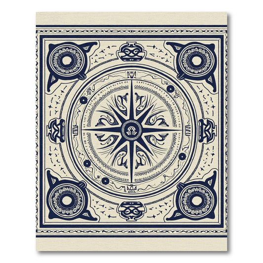 Navigational Star Dark Blue Cream Rug