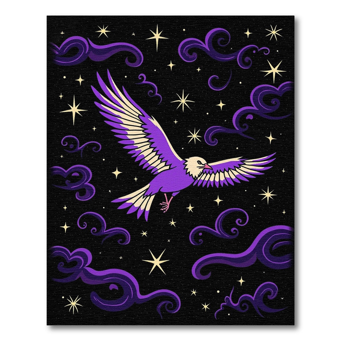 Purple Bird Cosmic Night Sky Rug