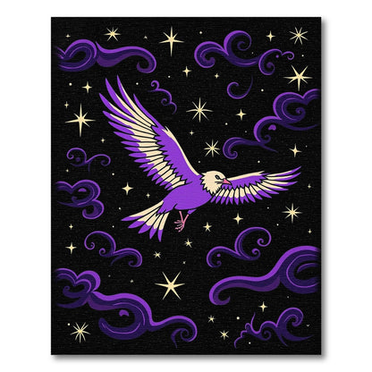Purple Bird Cosmic Night Sky Rug