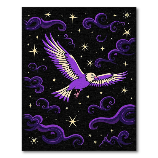 Purple Bird Cosmic Night Sky Rug