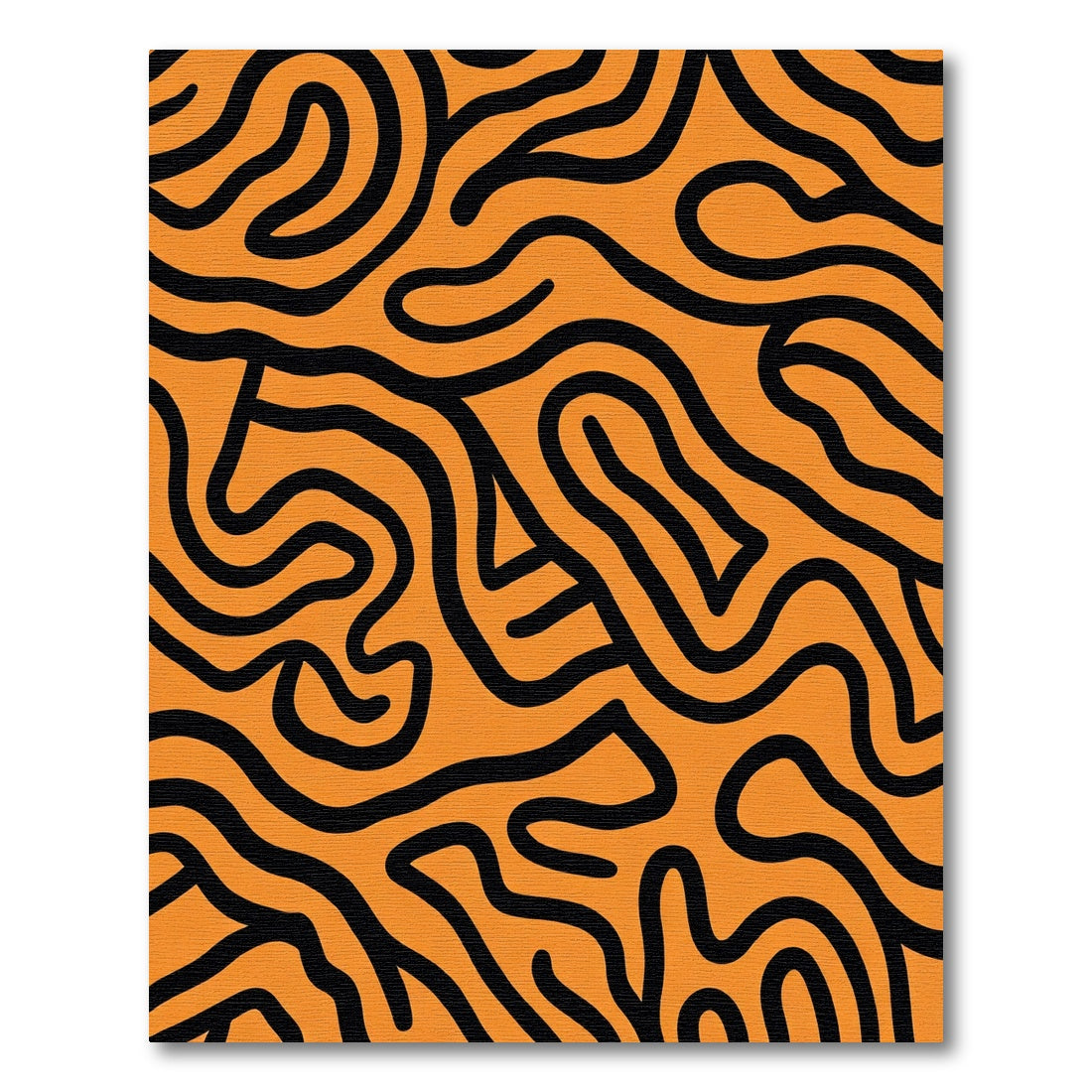 Orange Black Abstract Swirl Rug