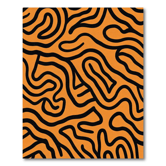 Orange Black Abstract Swirl Rug