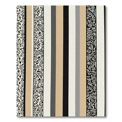 Striped Off White Beige Black Gray Rug