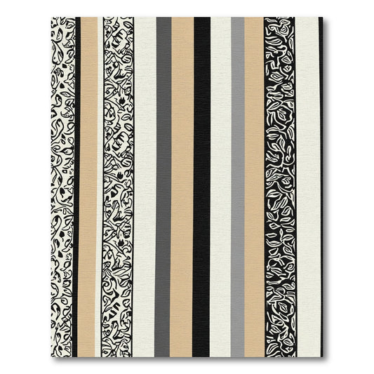 Striped Off White Beige Black Gray Rug