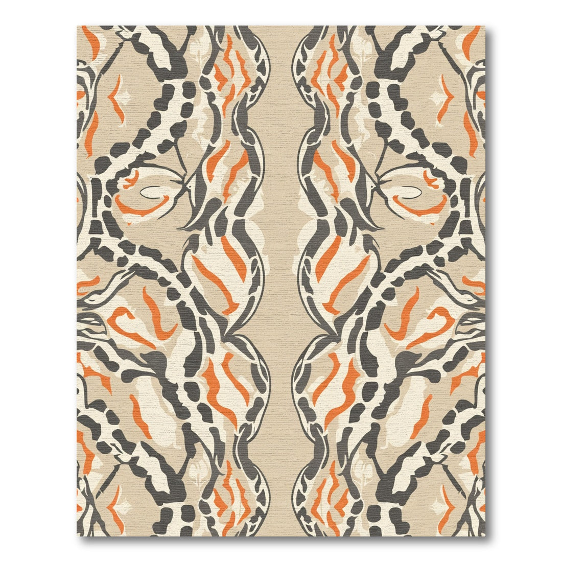 Neutral Orange Abstract Chain Linking Rug