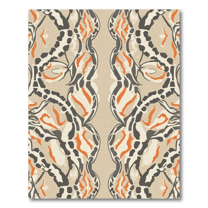 Neutral Orange Abstract Chain Linking Rug