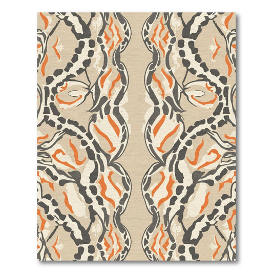 Neutral Orange Abstract Chain Linking Rug