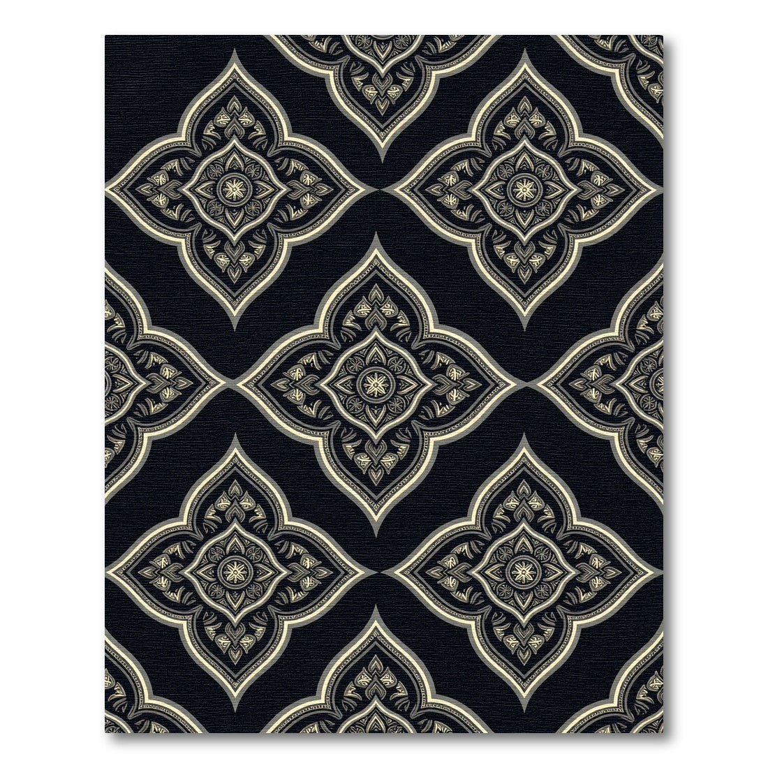 Dark Gray Floral Arabesque Rug