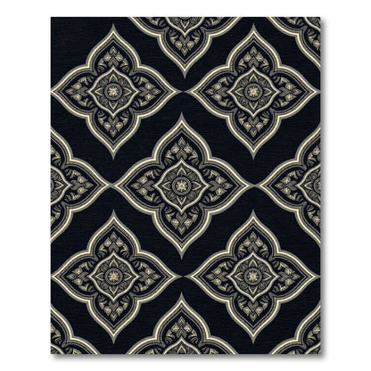 Dark Gray Floral Arabesque Rug