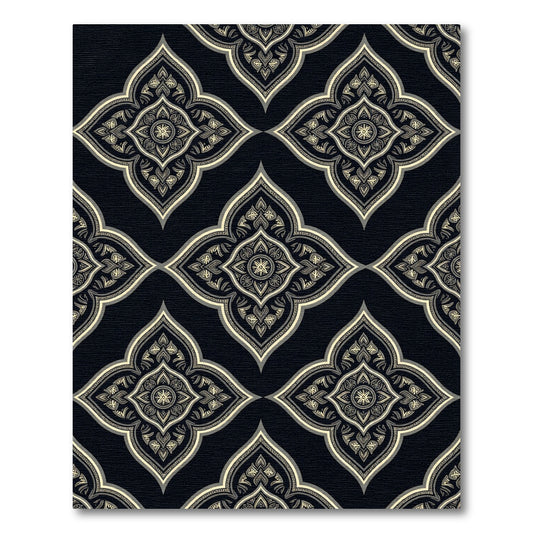 Dark Gray Floral Arabesque Rug