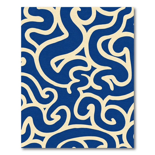Deep Blue White Swirls Rug