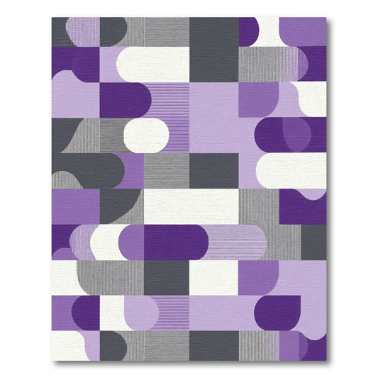 Modern Purple Geometric Block Rug