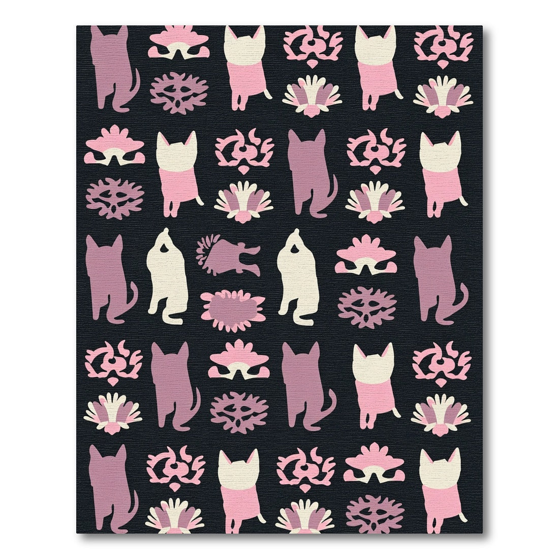 Pink Cream Dog Floral Repeating Rug