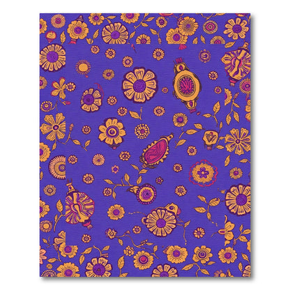 Vibrant Violet Floral Whimsical Tapestry Rug
