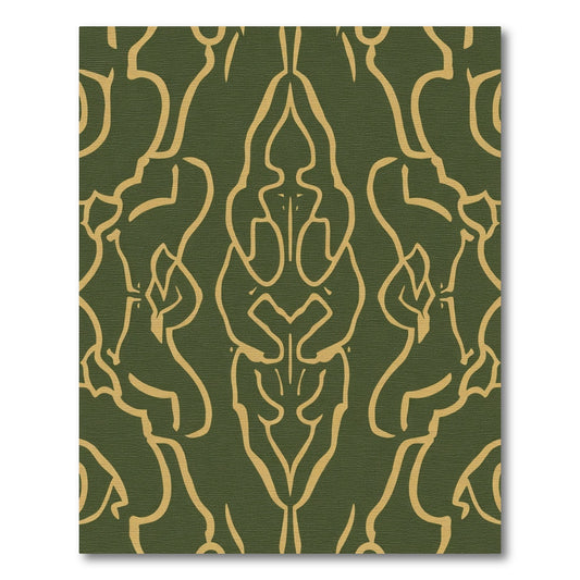 Olive Gold Art Nouveau Swirl Rug