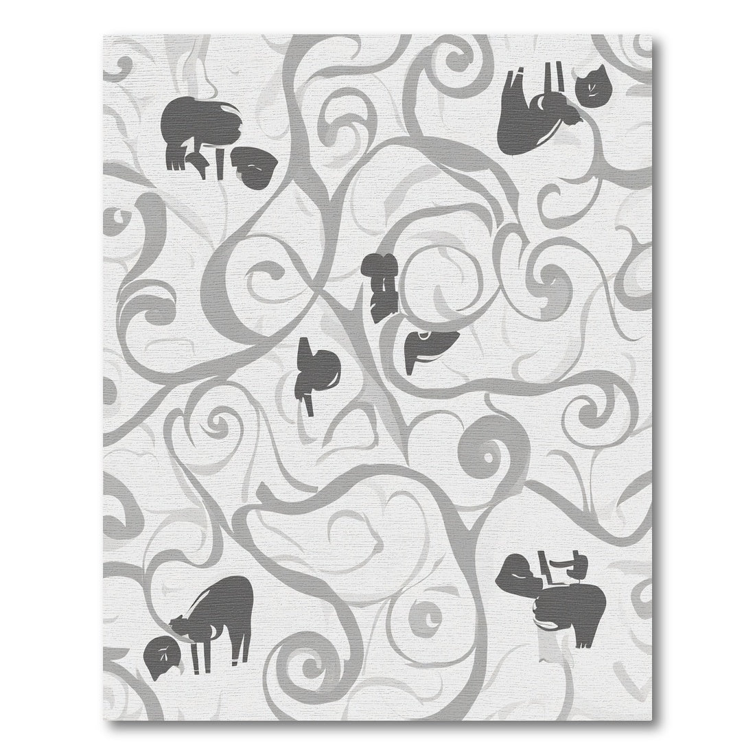 Gray Swirl Silhouette Animal Rug