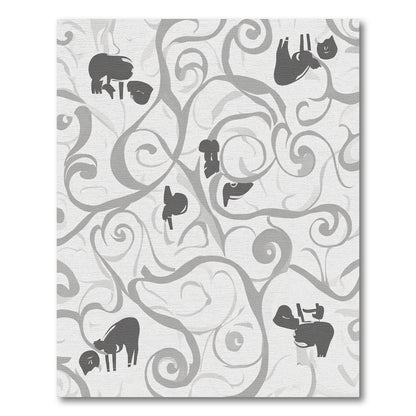 Gray Swirl Silhouette Animal Rug