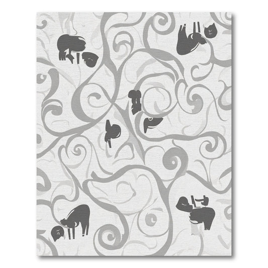 Gray Swirl Silhouette Animal Rug