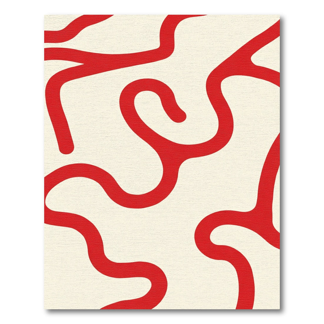 Bold Red Wavy Labyrinth Rug