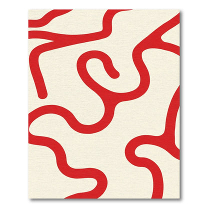 Bold Red Wavy Labyrinth Rug