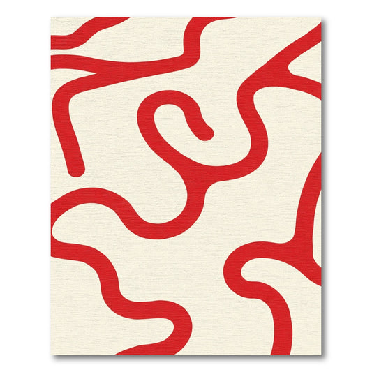 Bold Red Wavy Labyrinth Rug