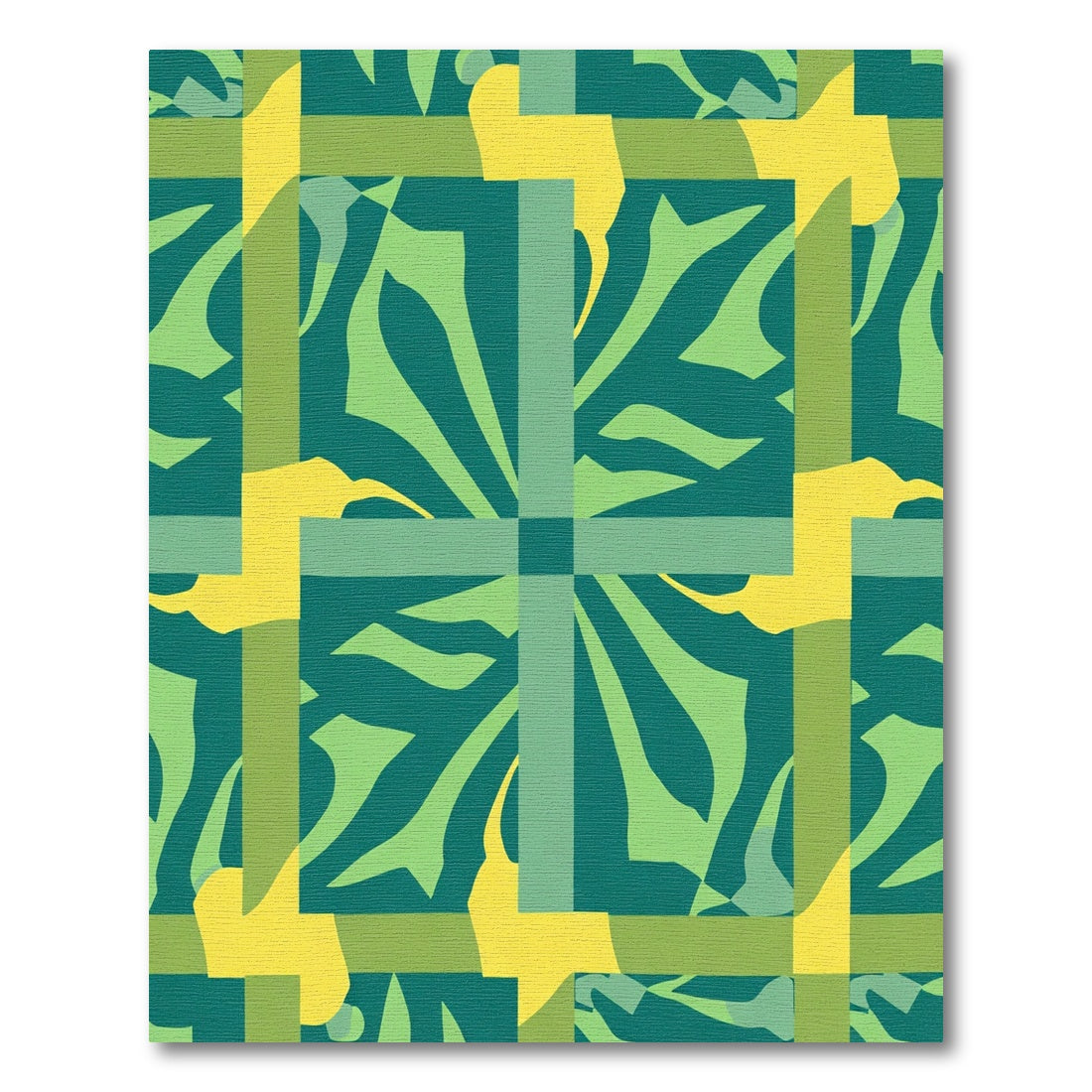 Teal Jade Yellow Geometric Abstract Rug