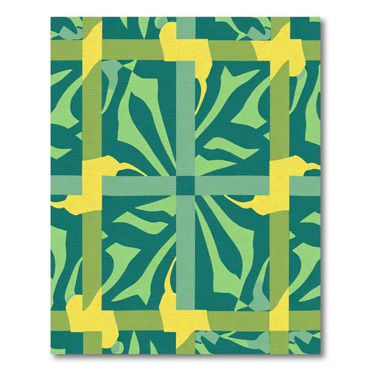 Teal Jade Yellow Geometric Abstract Rug
