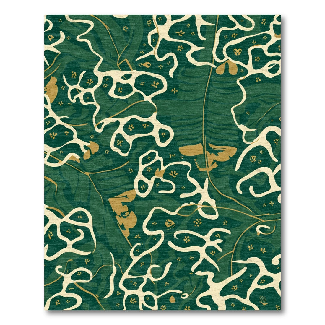 Deep Green Botanical Swirl Abstract Rug