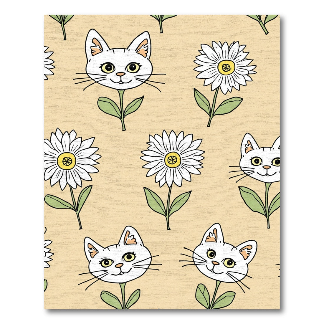 Whimsical yellow-eyed cat daisies Rug