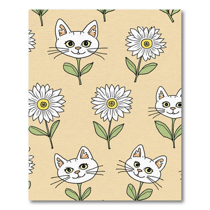 Whimsical yellow-eyed cat daisies Rug