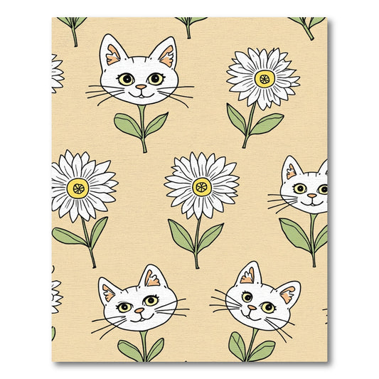 Whimsical yellow-eyed cat daisies Rug
