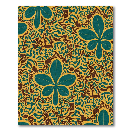 Teal Leaf Yellow Abstract Swirl Rug
