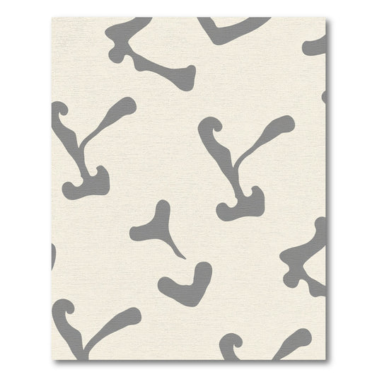 Cream Gray Abstract Organic Shapes Rug