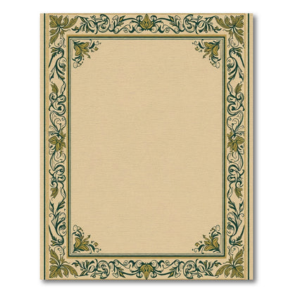 Elegant Green Cream Acanthus Border Rug