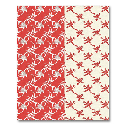 Red and White Stag Floral Rug