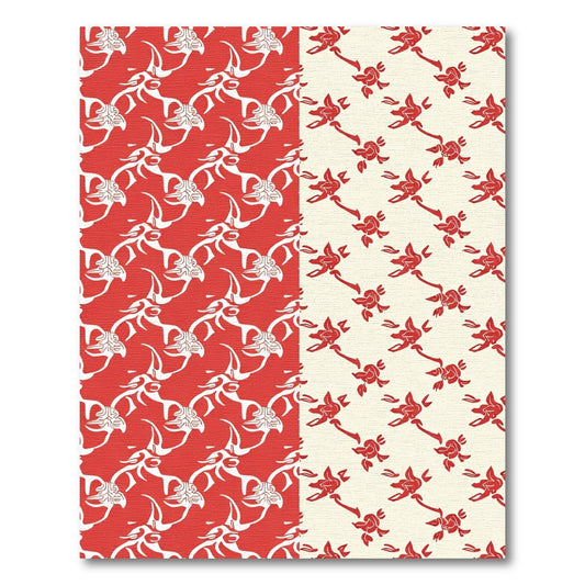 Red and White Stag Floral Rug