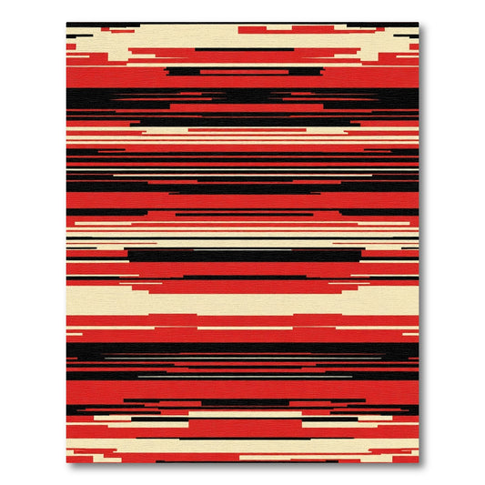 Red Black Cream Horizontal Lines Rug