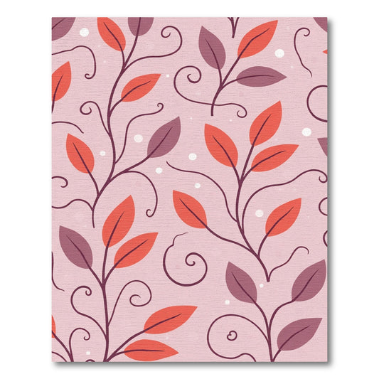 Pink Swirl Leaf Vines Rug